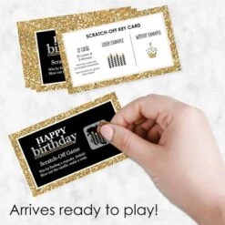 Big Dot Of Happiness Adult Happy Birthday - Gold - Birthday Party Game Scratch Off Cards - 22 Count