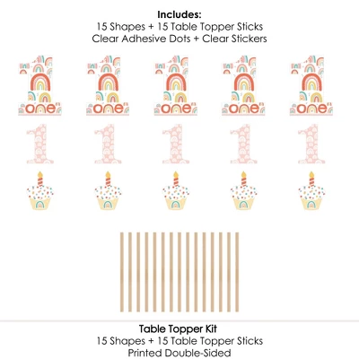 Big Dot Of Happiness 1st Birthday Hello Rainbow - Boho First Birthday Party Centerpiece Sticks - Table Toppers - Set Of 15 5 Big Dot Of Happiness 1st Birthday Hello Rainbow - Boho First Birthday Party Centerpiece Sticks - Table Toppers - Set Of 15 - Image 5