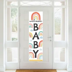 Big Dot Of Happiness Hello Rainbow - Boho Baby Shower Front Door Decoration - Vertical Banner