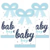 Big Dot Of Happiness Hello Little One - Blue And Silver - Square Favor Gift Boxes - Boy Baby Shower Bow Boxes - Set Of 12