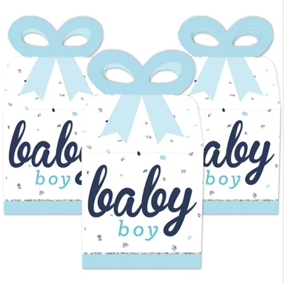 Big Dot Of Happiness Hello Little One - Blue And Silver - Square Favor Gift Boxes - Boy Baby Shower Bow Boxes - Set Of 12 1 Big Dot Of Happiness Hello Little One - Blue And Silver - Square Favor Gift Boxes - Boy Baby Shower Bow Boxes - Set Of 12