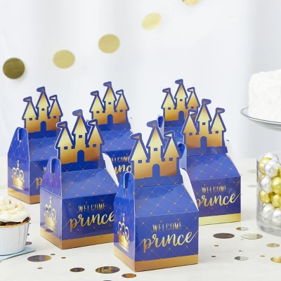 Blue Panda 36 Pack Castle Paper Party Favor Treat Boxes For Prince Baby Shower, Gender Reveal Decorations, Royal Blue, 4 X 7 In 1 Blue Panda 36 Pack Castle Paper Party Favor Treat Boxes For Prince Baby Shower, Gender Reveal Decorations, Royal Blue, 4 X 7 In