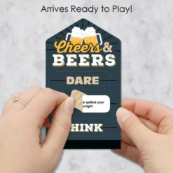 Big Dot Of Happiness Cheers And Beers Happy Birthday - Birthday Party Game Pickle Cards - Dare, Drink, Think Pull Tabs - Set Of 12
