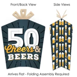 Big Dot Of Happiness Cheers And Beers To 50 Years - Table Decorations - 50th Birthday Party Fold And Flare Centerpieces - 10 Count