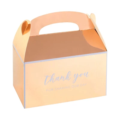 Sparkle And Bash 24 Pack Rose Gold Thank You Party Favor Gable Gift Boxes For Wedding, Birthday Party, 6.25 X 3.5 X 3.5 In 4 Sparkle And Bash 24 Pack Rose Gold Thank You Party Favor Gable Gift Boxes For Wedding, Birthday Party, 6.25 X 3.5 X 3.5 In - Image 4