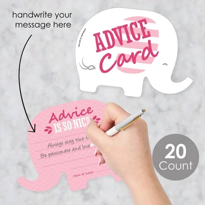 Big Dot Of Happiness Pink Elephant - Wish Card Girl Baby Shower Activities - Shaped Advice Cards Game - Set Of 20 1 Big Dot Of Happiness Pink Elephant - Wish Card Girl Baby Shower Activities - Shaped Advice Cards Game - Set Of 20