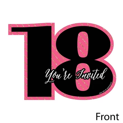 Big Dot Of Happiness Chic 18th Birthday - Pink, Black And Gold - Shaped Fill-in Invites - Birthday Party Invitation Cards With Envelopes - Set Of 12 2 Big Dot Of Happiness Chic 18th Birthday - Pink, Black And Gold - Shaped Fill-in Invites - Birthday Party Invitation Cards With Envelopes - Set Of 12 - Image 2