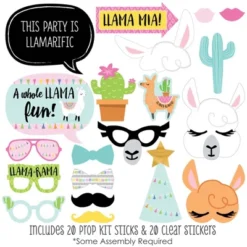 Big Dot Of Happiness Whole Llama Fun - Llama Fiesta Baby Shower Or Birthday Party Photo Booth Props Kit - 20 Count