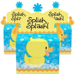 Big Dot Of Happiness Ducky Duck - Treat Box Party Favors - Baby Shower Or Birthday Party Goodie Gable Boxes - Set Of 12