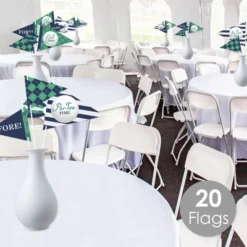 Big Dot Of Happiness Par-Tee Time - Golf - Triangle Birthday Or Retirement Party Photo Props - Pennant Flag Centerpieces - Set Of 20