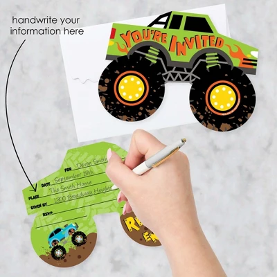 Big Dot Of Happiness Smash And Crash - Monster Truck - Shaped Fill-In Invitations - Boy Birthday Party Invitation Cards With Envelopes - Set Of 12 1 Big Dot Of Happiness Smash And Crash - Monster Truck - Shaped Fill-In Invitations - Boy Birthday Party Invitation Cards With Envelopes - Set Of 12
