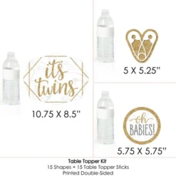 Big Dot Of Happiness It's Twins - Gold Twins Baby Shower Centerpiece Sticks - Table Toppers - Set Of 15 -Anagram Shop GUEST 8f599a7e 7c53 4d63 bc7f e359ebbdd31c