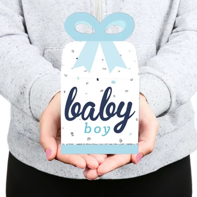 Big Dot Of Happiness Hello Little One - Blue And Silver - Square Favor Gift Boxes - Boy Baby Shower Bow Boxes - Set Of 12 6 Big Dot Of Happiness Hello Little One - Blue And Silver - Square Favor Gift Boxes - Boy Baby Shower Bow Boxes - Set Of 12 - Image 6