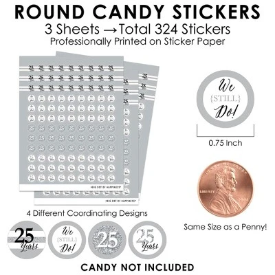 Big Dot Of Happiness We Still Do - 25th Wedding Anniversary - Anniversary Party Small Round Candy Stickers - Party Favor Labels - 324 Count 2 Big Dot Of Happiness We Still Do - 25th Wedding Anniversary - Anniversary Party Small Round Candy Stickers - Party Favor Labels - 324 Count - Image 2