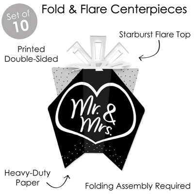 Big Dot Of Happiness Mr. And Mrs. - Table Decorations - Black And White Wedding Or Bridal Shower Fold And Flare Centerpieces - 10 Count 2 Big Dot Of Happiness Mr. And Mrs. - Table Decorations - Black And White Wedding Or Bridal Shower Fold And Flare Centerpieces - 10 Count - Image 2