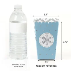Big Dot Of Happiness Winter Wonderland - Snowflake Holiday Party And Winter Wedding Popcorn Treat Boxes - Set Of 12