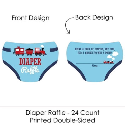 Big Dot Of Happiness Railroad Party Crossing - Diaper Shaped Raffle Ticket Inserts - Train Baby Shower Activities - Diaper Raffle Game - Set Of 24 1 Big Dot Of Happiness Railroad Party Crossing - Diaper Shaped Raffle Ticket Inserts - Train Baby Shower Activities - Diaper Raffle Game - Set Of 24