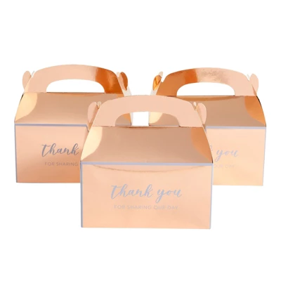 Sparkle And Bash 24 Pack Rose Gold Thank You Party Favor Gable Gift Boxes For Wedding, Birthday Party, 6.25 X 3.5 X 3.5 In 7 Sparkle And Bash 24 Pack Rose Gold Thank You Party Favor Gable Gift Boxes For Wedding, Birthday Party, 6.25 X 3.5 X 3.5 In - Image 7