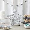 Sparkle And Bash Silver Foil Star Pinata For Kids Birthday, Twinkle Twinkle Little Star Gender Reveal Party Decorations (Small, 13 X 13 X 3 In)