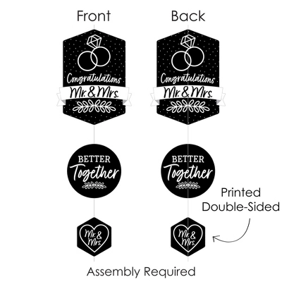Big Dot Of Happiness Mr. And Mrs. - Black And White Wedding Or Bridal Shower DIY Dangler Backdrop - Hanging Vertical Decorations - 30 Pieces 5 Big Dot Of Happiness Mr. And Mrs. - Black And White Wedding Or Bridal Shower DIY Dangler Backdrop - Hanging Vertical Decorations - 30 Pieces - Image 5