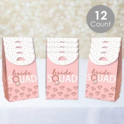 Big Dot Of Happiness Bride Squad - Rose Gold Bridal Shower Or Bachelorette Gift Favor Bags - Party Goodie Boxes - Set Of 12