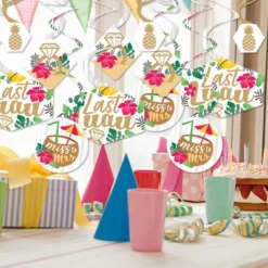Big Dot Of Happiness Last Luau - Tropical Bachelorette Party And Bridal Shower Hanging Decor - Party Decoration Swirls - Set Of 40