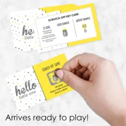 Big Dot Of Happiness Hello Little One - Yellow And Gray - Neutral Baby Shower Game Scratch Off Cards - 22 Count