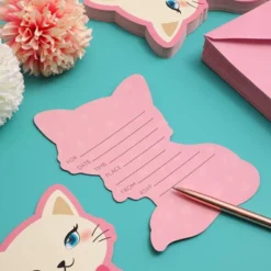 Blue Panda 36-Pack Pink Cat "You Are Invited" Party Invitations Cards With Envelopes For Kids Birthday 5x7 In