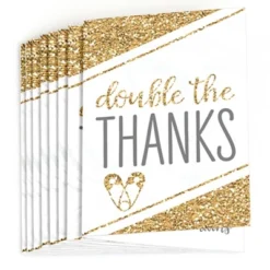 Big Dot Of Happiness It's Twins - Gold Twins Baby Shower Thank You Cards (8 Count)