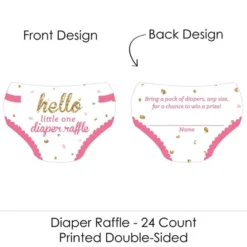 Big Dot Of Happiness Hello Little One - Pink And Gold - Diaper Shaped Raffle Ticket Inserts - Girl Baby Shower Diaper Raffle Game - Set Of 24