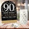 Big Dot Of Happiness Adult 90th Birthday - Gold - How Many Candies Birthday Party Game - 1 Stand And 40 Cards - Candy Guessing Game