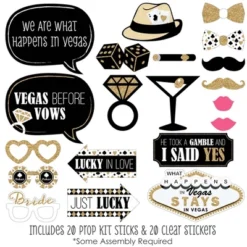 Big Dot Of Happiness Vegas Before Vows - Las Vegas Bridal Shower Or Bachelorette Party Photo Booth Props Kit - 20 Count