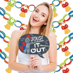 Big Dot Of Happiness Calling All Knights And Dragons - Banner & Photo Booth Decor - Medieval Party Or Birthday Party Supplies Kit - Doterrific Bundle