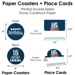 Big Dot Of Happiness Boy 16th Birthday - Sweet Sixteen Birthday Party Paper Charger & Table Decorations Chargerific Kit For 8 -Anagram Shop GUEST 9f4c5716 fc35 4953 a88c 331a192f1624