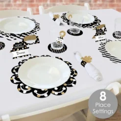 Big Dot Of Happiness Adult Happy Birthday - Gold - Birthday Party Paper Charger & Table Decorations Chargerific Kit For 8