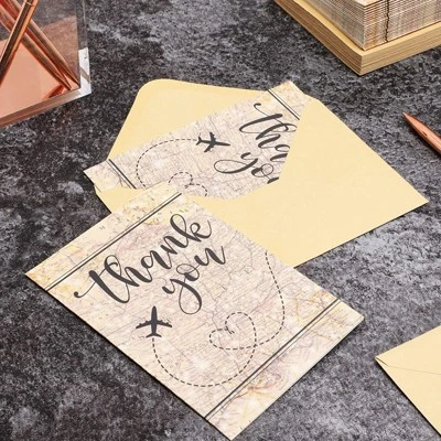 Pipilo Press 48 Pack Travel Thank You Cards With Envelopes, 4x6 Notecards With Airplane, Map, And Adventure Design, Brown 1 Pipilo Press 48 Pack Travel Thank You Cards With Envelopes, 4x6 Notecards With Airplane, Map, And Adventure Design, Brown