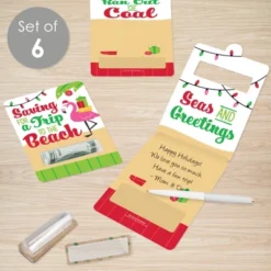 Big Dot Of Happiness Tropical Christmas DIY Assorted Beach Santa Holiday Party Cash Holder Gift Funny Money Cards Set Of 6