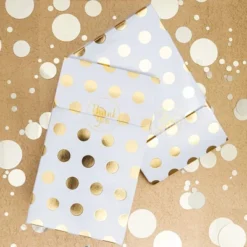 Blue Panda 24 Pack Party Favor Bags, Paper Goodie Treat Bags With Thank You Stickers For Birthday & Wedding, White & Gold Polka Dot
