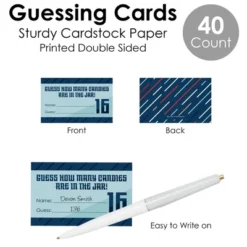 Big Dot Of Happiness Boy 16th Birthday - How Many Candies Sweet Sixteen Birthday Party Game - 1 Stand And 40 Cards - Candy Guessing Game -Anagram Shop GUEST a65d9ca0 f8c7 4c6c a2b9 08fcf6545524