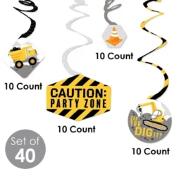 Big Dot Of Happiness Dig It - Construction Party Zone - Baby Shower Or Birthday Party Hanging Decor - Party Decoration Swirls - Set Of 40 -Anagram Shop GUEST a6b75f69 aa87 4326 acd8 f1332c44bf0f