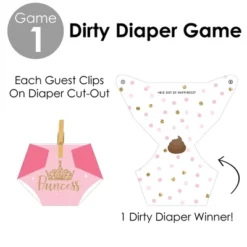 Big Dot Of Happiness Little Princess Crown - Pink And Gold Princess Baby Shower Conversation Starter - 2-in-1 Dirty Diaper Game - Set Of 24 -Anagram Shop GUEST a7a448f9 7d12 4018 ac2a 515362dc2cde