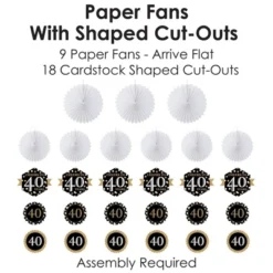 Big Dot Of Happiness Adult 40th Birthday - Gold - Hanging Birthday Party Tissue Decoration Kit - Paper Fans - Set Of 9 -Anagram Shop GUEST a85d4e56 9f76 4965 89ea 9af1313637a4