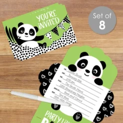 Big Dot Of Happiness Party Like A Panda Bear - Fill-In Cards - Baby Shower Or Birthday Party Fold And Send Invitations - Set Of 8