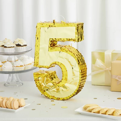 Juvale Small Gold Foil Number 5 Pinata For 5th Birthday Party Decorations & Supplies, 15.5 X 10.5 X 3 In 1 Juvale Small Gold Foil Number 5 Pinata For 5th Birthday Party Decorations & Supplies, 15.5 X 10.5 X 3 In