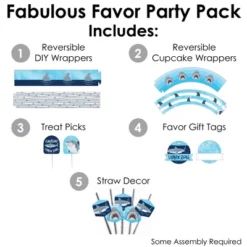 Big Dot Of Happiness Shark Zone - Jawsome Shark Party Or Birthday Party Favors And Cupcake Kit - Fabulous Favor Party Pack - 100 Pieces