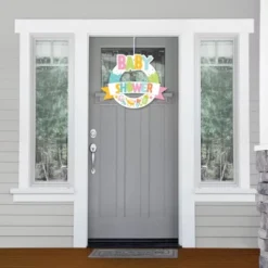 Big Dot Of Happiness Colorful Baby Shower - Outdoor Gender Neutral Party Decor - Front Door Wreath