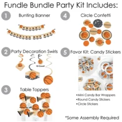 Big Dot Of Happiness Nothin' But Net - Basketball - Baby Shower Or Birthday Party Supplies - Banner Decoration Kit - Fundle Bundle