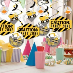 Big Dot Of Happiness Dig It - Construction Party Zone - Baby Shower Or Birthday Party Hanging Decor - Party Decoration Swirls - Set Of 40