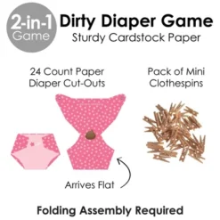 Big Dot Of Happiness Baby Girl - Pink Baby Shower Conversation Starter - 2-in-1 Dirty Diaper Game - Set Of 24 -Anagram Shop GUEST ae3dfe81 c5bc 4414 a960 c14920bfd0bd