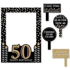 Big Dot Of Happiness Adult 50th Birthday - Gold - Birthday Party Selfie Photo Booth Picture Frame & Props - Printed On Sturdy Material -Anagram Shop GUEST af0e85f4 8eeb 4f5c bc7b 2b26c5275aa0